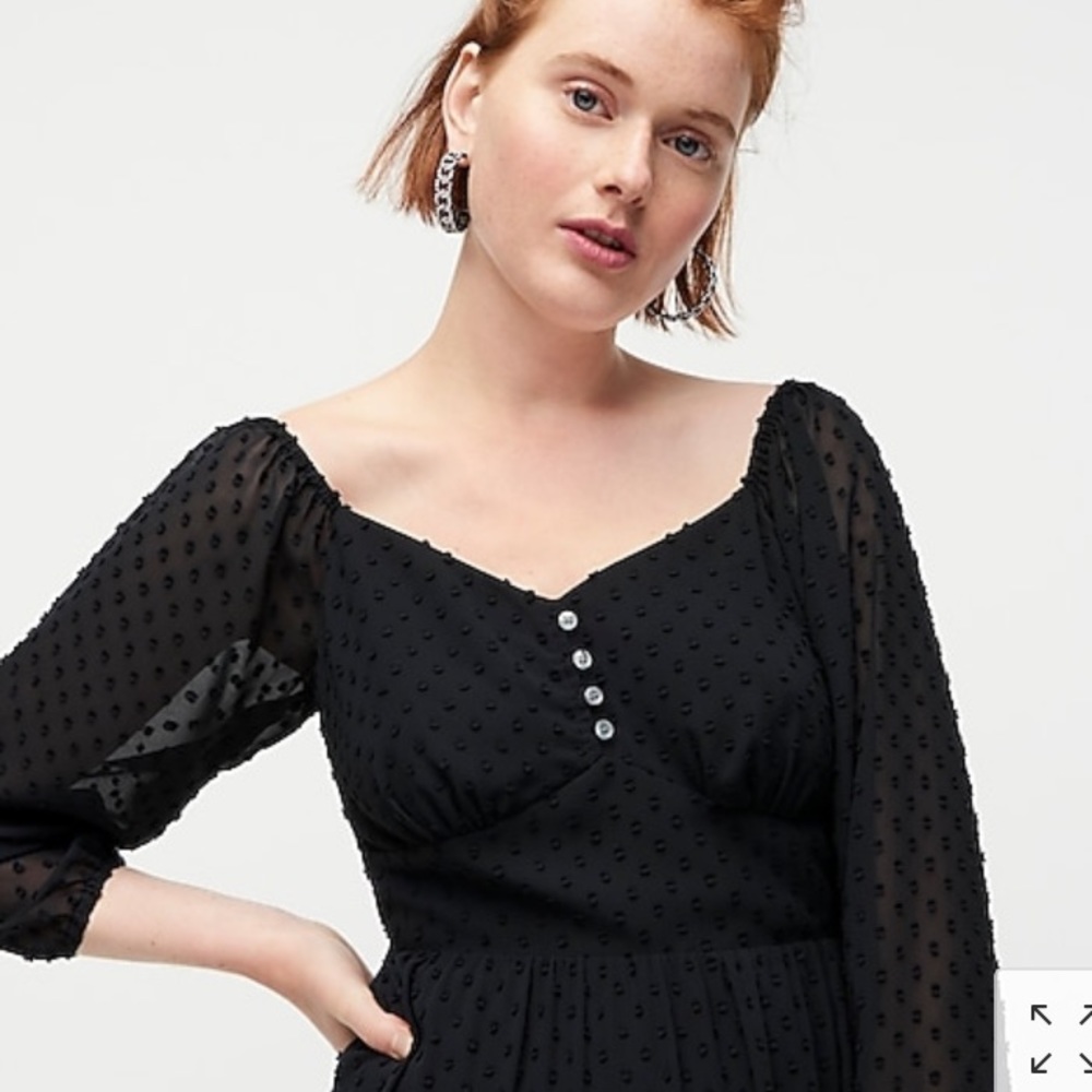Jcrew Tiered Black Midi Dress in Swiss Dot - Picture 4 of 4